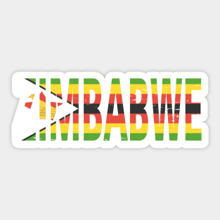 Zimbabwe Text in Colours of the Zimbabwean Flag Sticker
